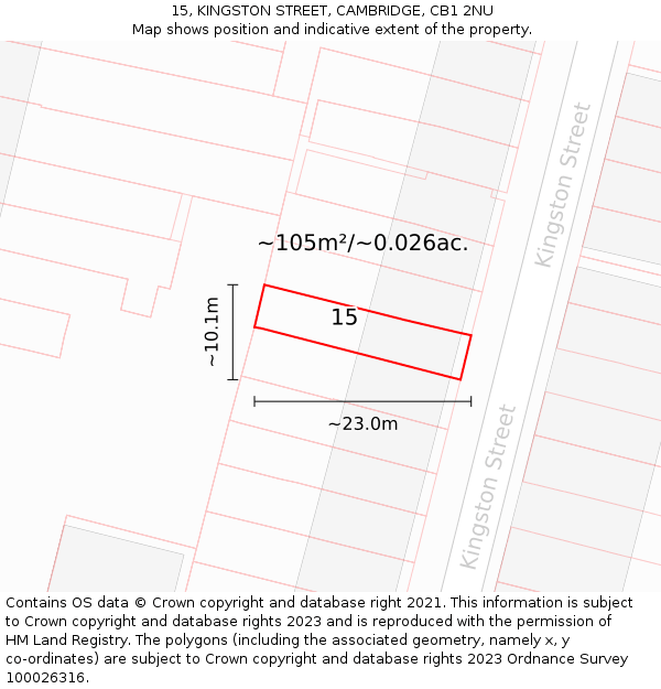 15, KINGSTON STREET, CAMBRIDGE, CB1 2NU: Plot and title map