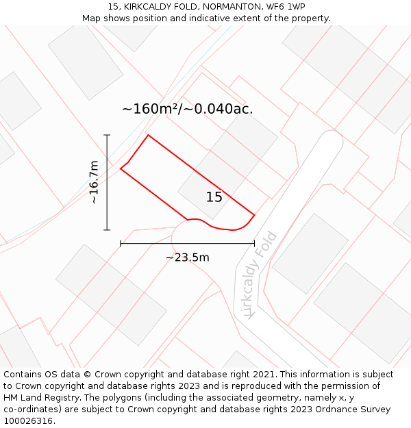 15, KIRKCALDY FOLD, NORMANTON, WF6 1WP: Plot and title map