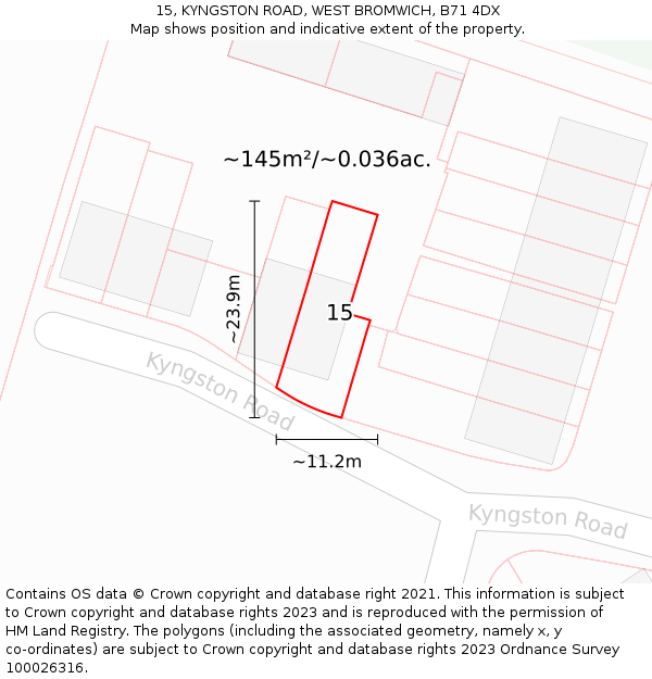 15, KYNGSTON ROAD, WEST BROMWICH, B71 4DX: Plot and title map