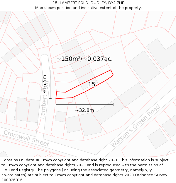 15, LAMBERT FOLD, DUDLEY, DY2 7HF: Plot and title map