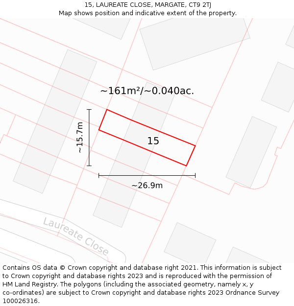 15, LAUREATE CLOSE, MARGATE, CT9 2TJ: Plot and title map
