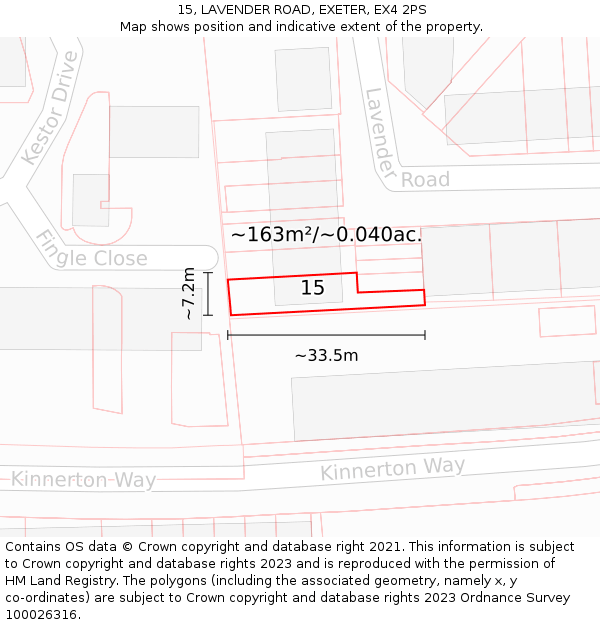 15, LAVENDER ROAD, EXETER, EX4 2PS: Plot and title map