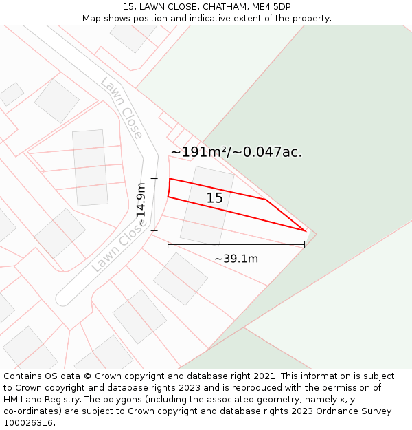 15, LAWN CLOSE, CHATHAM, ME4 5DP: Plot and title map