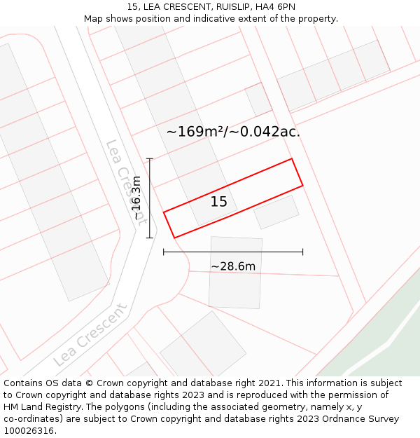 15, LEA CRESCENT, RUISLIP, HA4 6PN: Plot and title map
