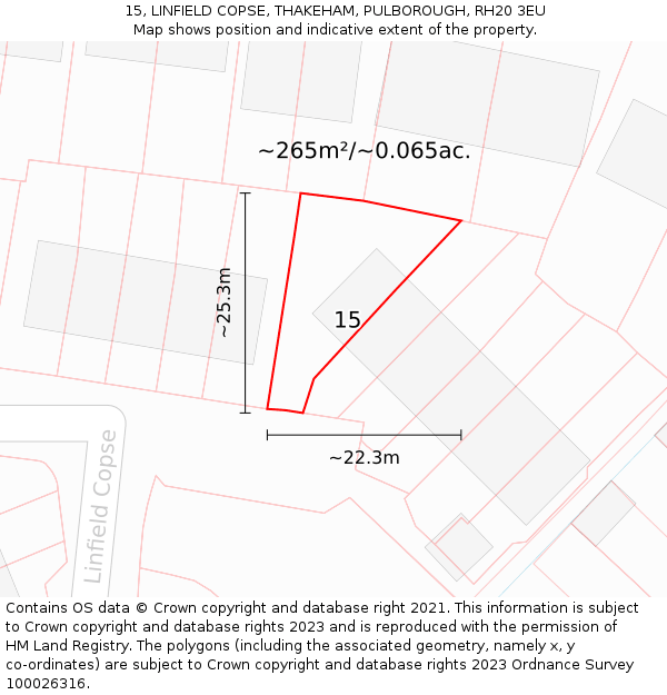 15, LINFIELD COPSE, THAKEHAM, PULBOROUGH, RH20 3EU: Plot and title map