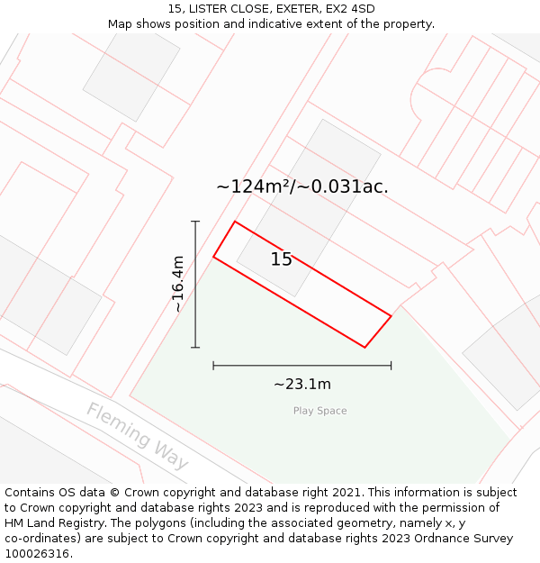 15, LISTER CLOSE, EXETER, EX2 4SD: Plot and title map