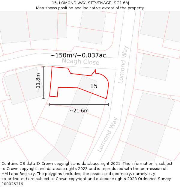 15, LOMOND WAY, STEVENAGE, SG1 6AJ: Plot and title map