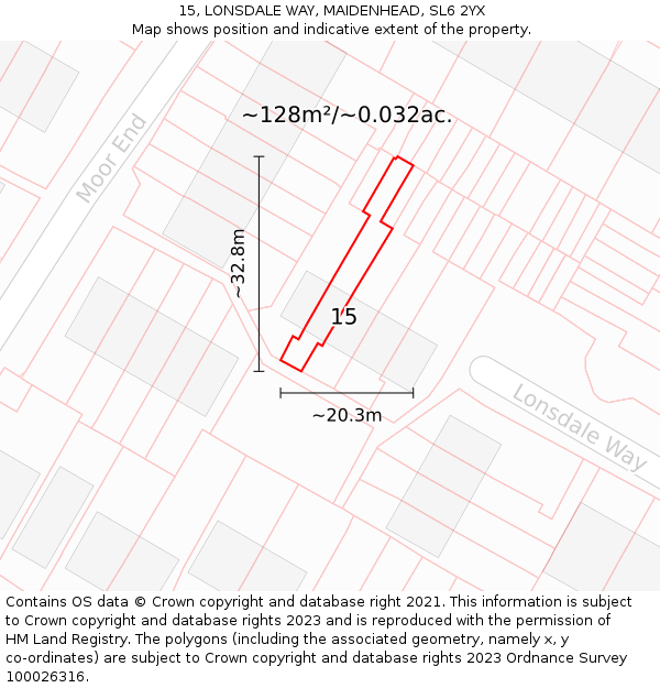 15, LONSDALE WAY, MAIDENHEAD, SL6 2YX: Plot and title map