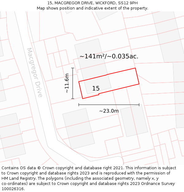 15, MACGREGOR DRIVE, WICKFORD, SS12 9PH: Plot and title map