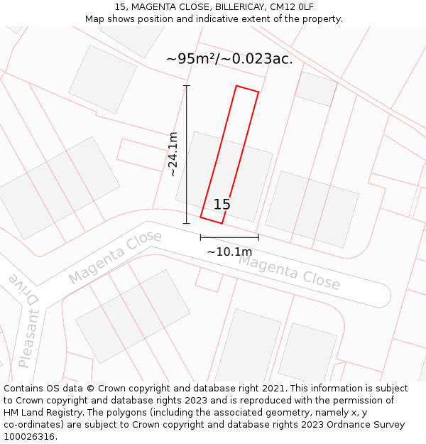 15, MAGENTA CLOSE, BILLERICAY, CM12 0LF: Plot and title map