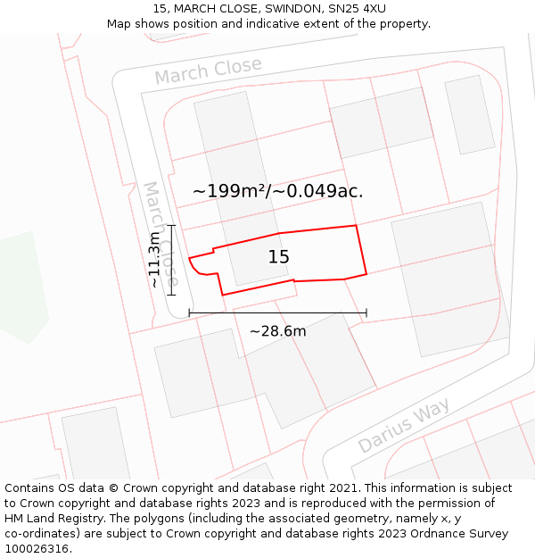 15, MARCH CLOSE, SWINDON, SN25 4XU: Plot and title map