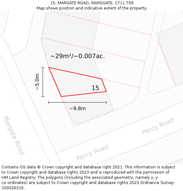 15, MARGATE ROAD, RAMSGATE, CT11 7SR: Plot and title map