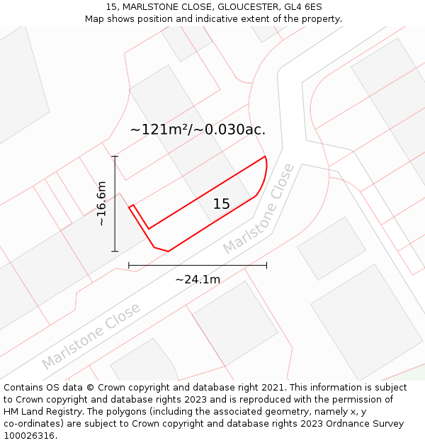 15, MARLSTONE CLOSE, GLOUCESTER, GL4 6ES: Plot and title map