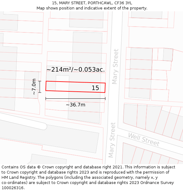 15, MARY STREET, PORTHCAWL, CF36 3YL: Plot and title map