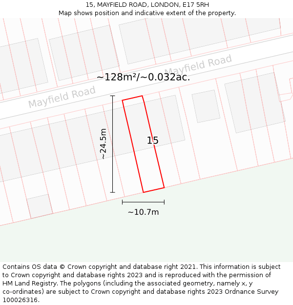 15, MAYFIELD ROAD, LONDON, E17 5RH: Plot and title map