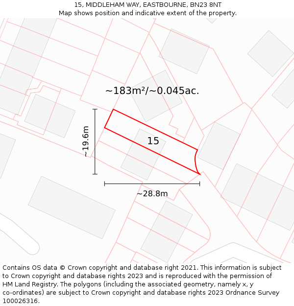 15, MIDDLEHAM WAY, EASTBOURNE, BN23 8NT: Plot and title map