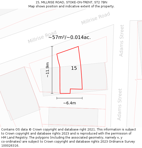 15, MILLRISE ROAD, STOKE-ON-TRENT, ST2 7BN: Plot and title map