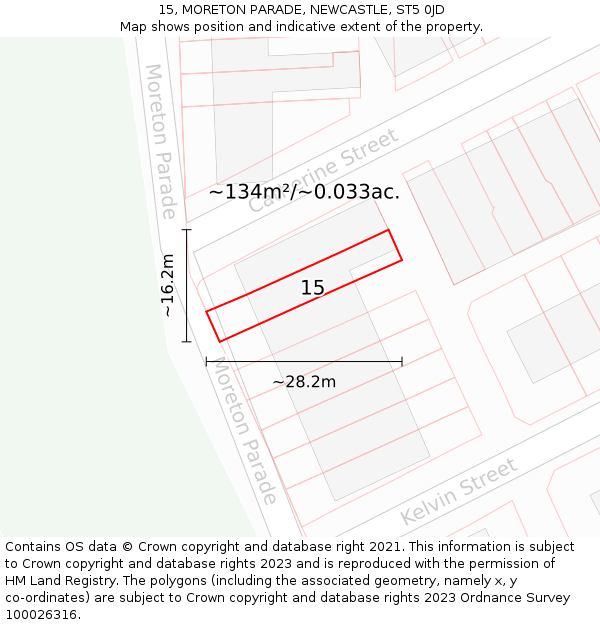 15, MORETON PARADE, NEWCASTLE, ST5 0JD: Plot and title map