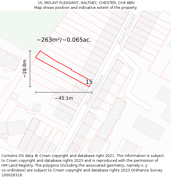 15, MOUNT PLEASANT, SALTNEY, CHESTER, CH4 8BN: Plot and title map