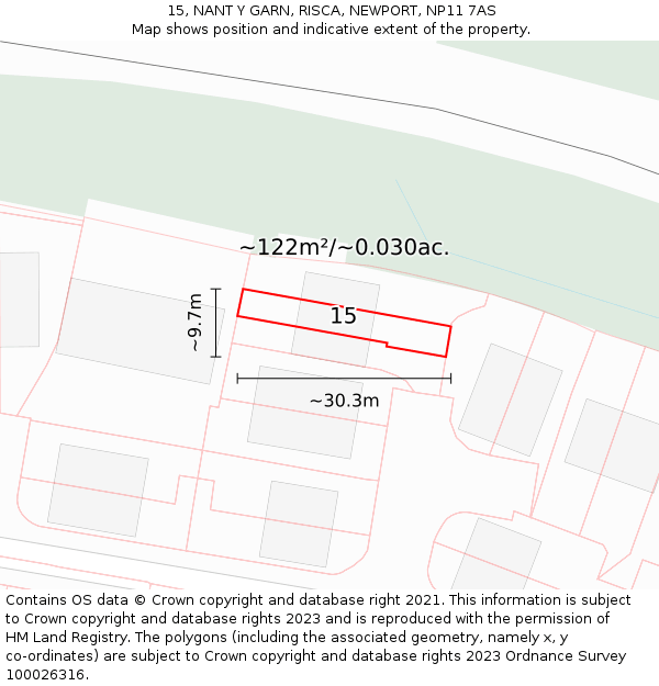 15, NANT Y GARN, RISCA, NEWPORT, NP11 7AS: Plot and title map