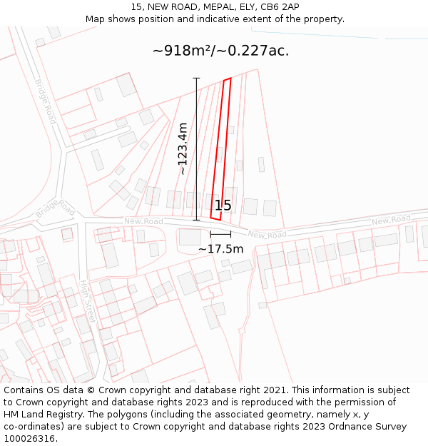 15, NEW ROAD, MEPAL, ELY, CB6 2AP: Plot and title map