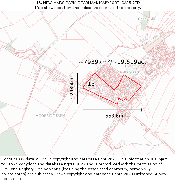 15, NEWLANDS PARK, DEARHAM, MARYPORT, CA15 7ED: Plot and title map