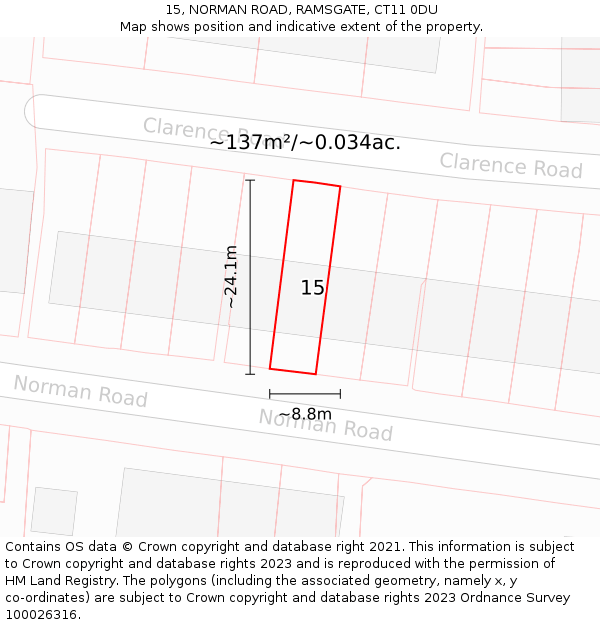 15, NORMAN ROAD, RAMSGATE, CT11 0DU: Plot and title map