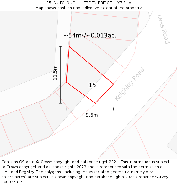 15, NUTCLOUGH, HEBDEN BRIDGE, HX7 8HA: Plot and title map
