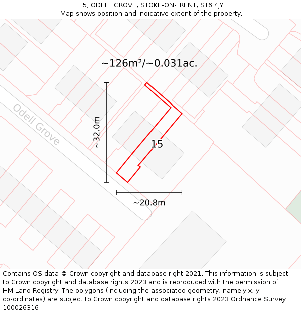 15, ODELL GROVE, STOKE-ON-TRENT, ST6 4JY: Plot and title map