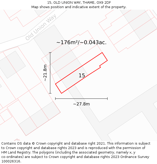 15, OLD UNION WAY, THAME, OX9 2DF: Plot and title map