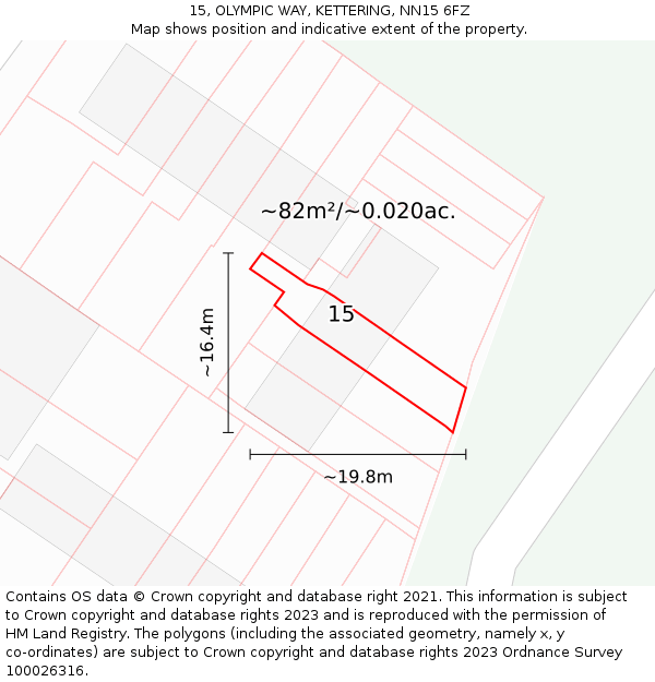 15, OLYMPIC WAY, KETTERING, NN15 6FZ: Plot and title map