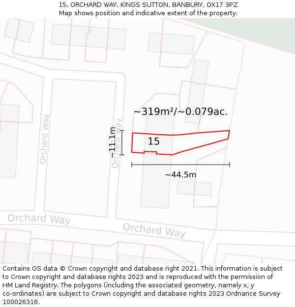 15, ORCHARD WAY, KINGS SUTTON, BANBURY, OX17 3PZ: Plot and title map