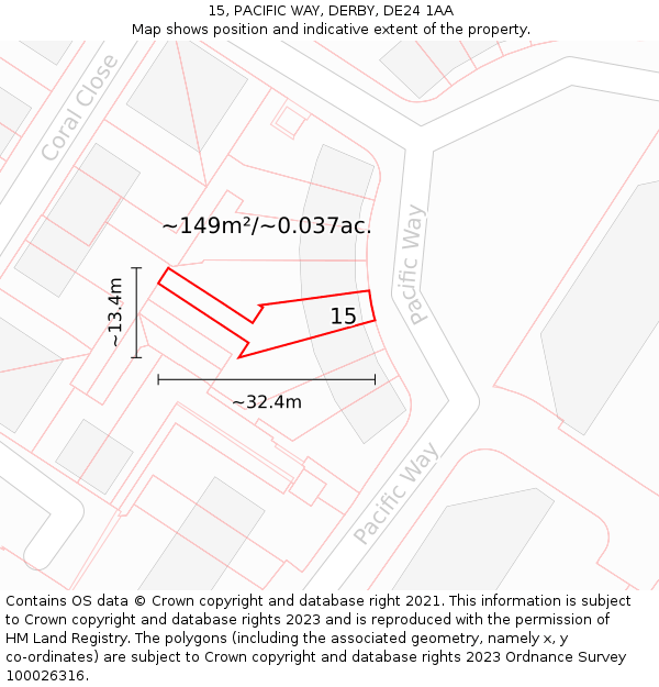 15, PACIFIC WAY, DERBY, DE24 1AA: Plot and title map
