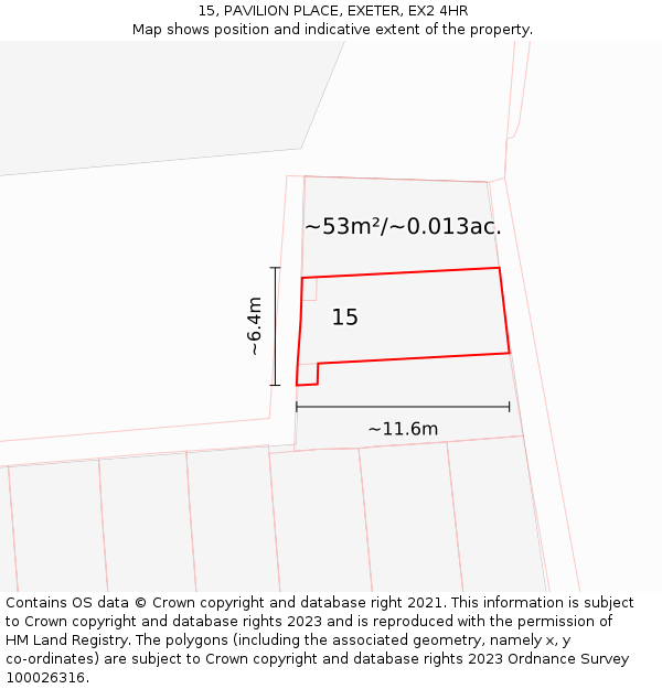 15, PAVILION PLACE, EXETER, EX2 4HR: Plot and title map