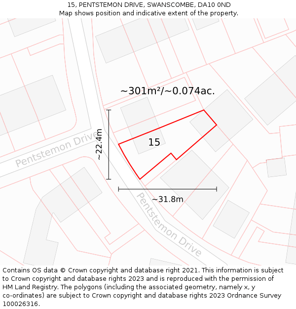 15, PENTSTEMON DRIVE, SWANSCOMBE, DA10 0ND: Plot and title map
