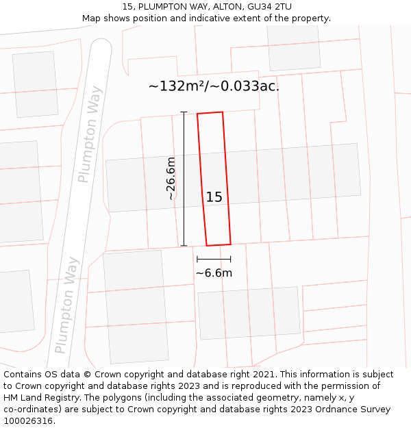 15, PLUMPTON WAY, ALTON, GU34 2TU: Plot and title map