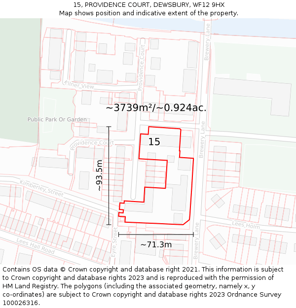 15, PROVIDENCE COURT, DEWSBURY, WF12 9HX: Plot and title map