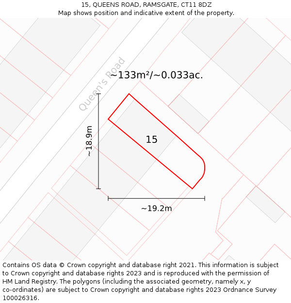 15, QUEENS ROAD, RAMSGATE, CT11 8DZ: Plot and title map