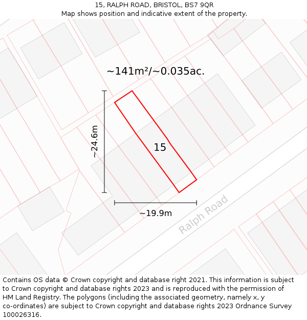 15, RALPH ROAD, BRISTOL, BS7 9QR: Plot and title map