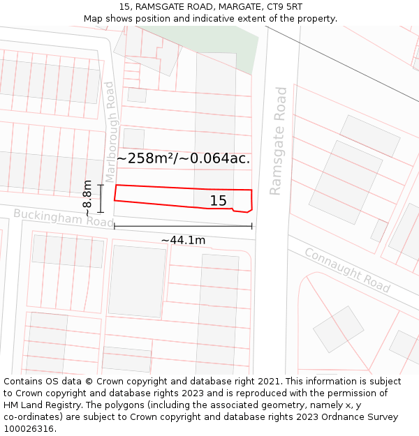15, RAMSGATE ROAD, MARGATE, CT9 5RT: Plot and title map