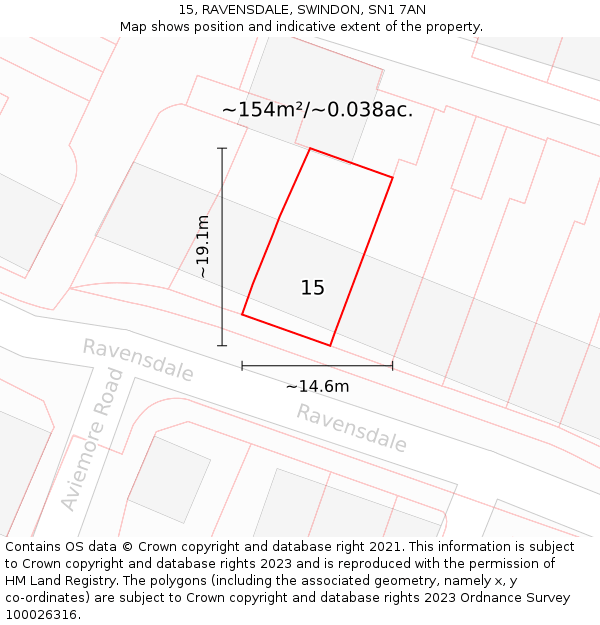 15, RAVENSDALE, SWINDON, SN1 7AN: Plot and title map