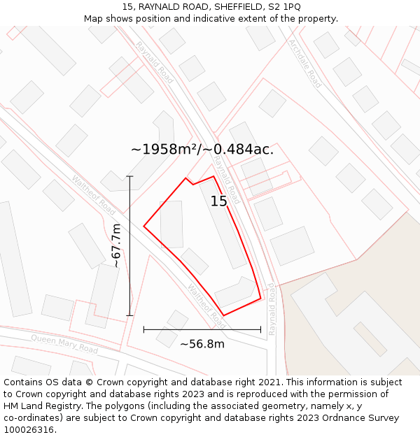 15, RAYNALD ROAD, SHEFFIELD, S2 1PQ: Plot and title map
