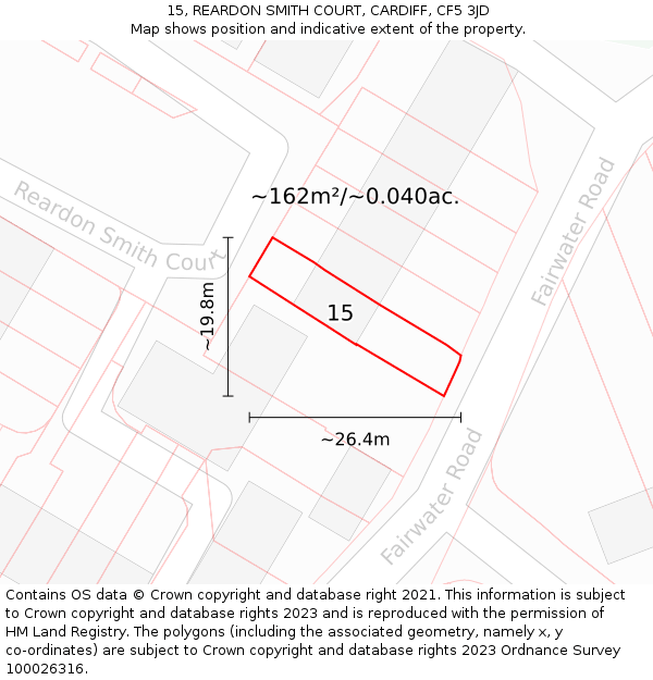 15, REARDON SMITH COURT, CARDIFF, CF5 3JD: Plot and title map