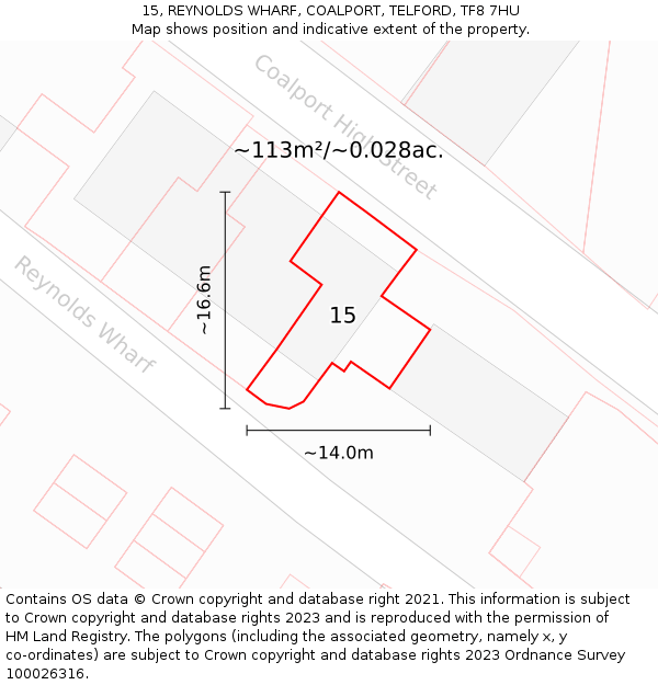 15, REYNOLDS WHARF, COALPORT, TELFORD, TF8 7HU: Plot and title map