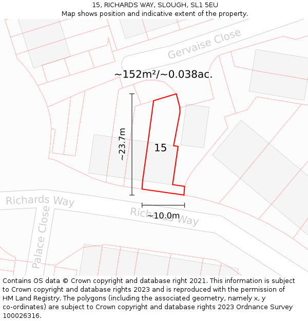 15, RICHARDS WAY, SLOUGH, SL1 5EU: Plot and title map