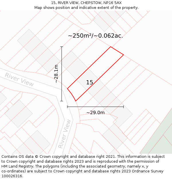 15, RIVER VIEW, CHEPSTOW, NP16 5AX: Plot and title map