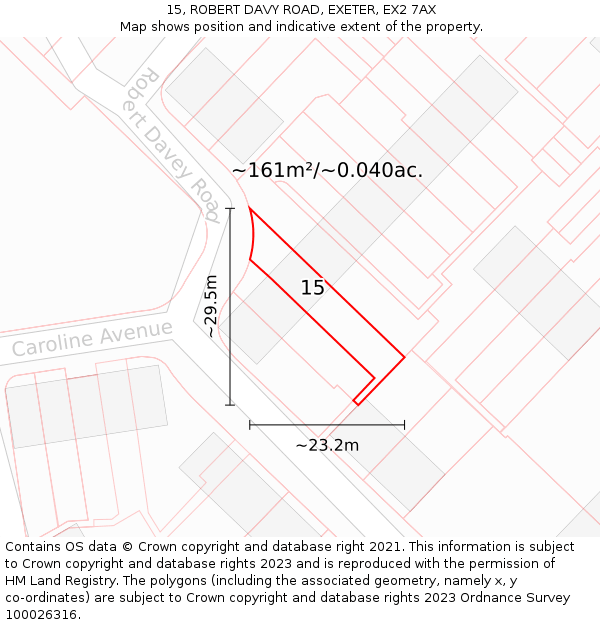 15, ROBERT DAVY ROAD, EXETER, EX2 7AX: Plot and title map
