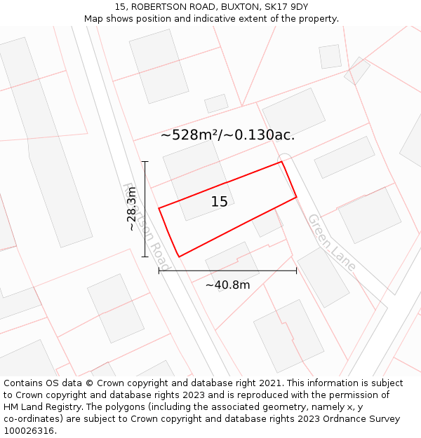 15, ROBERTSON ROAD, BUXTON, SK17 9DY: Plot and title map