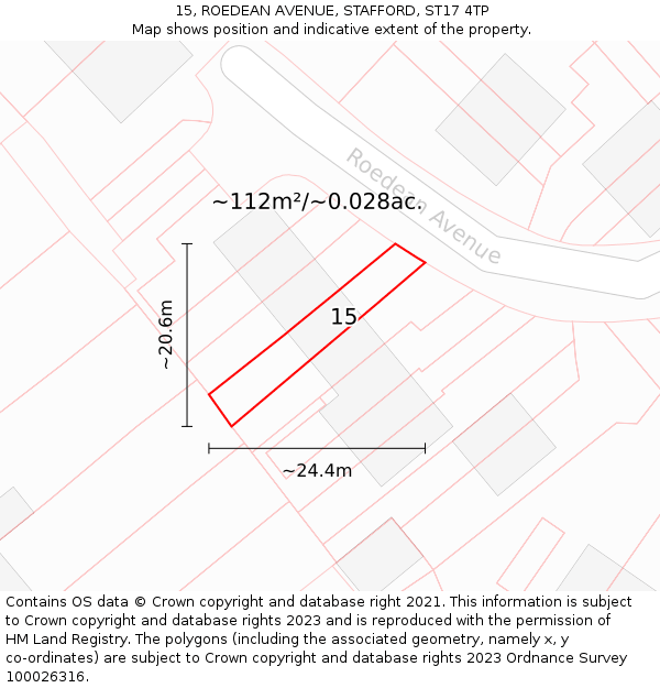 15, ROEDEAN AVENUE, STAFFORD, ST17 4TP: Plot and title map