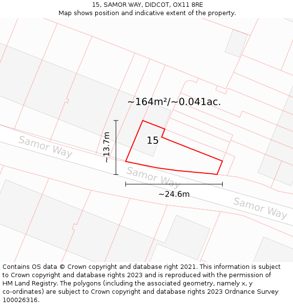 15, SAMOR WAY, DIDCOT, OX11 8RE: Plot and title map